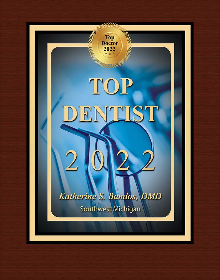 Top Dentist 2022 Award for Dr. Katherine Bandos DDS Southwest Michigan Dentist